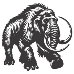 silhouette mammoth the ancient mythical prehistoric creatures black color only