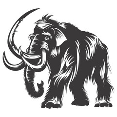 silhouette mammoth the ancient mythical prehistoric creatures black color only