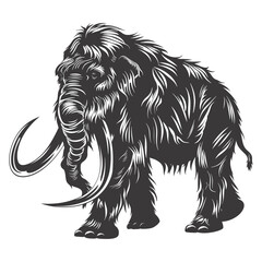 silhouette mammoth the ancient mythical prehistoric creatures black color only