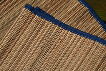 texture of straw beach mat close-up
