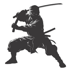 silhouette ninja black color only full body