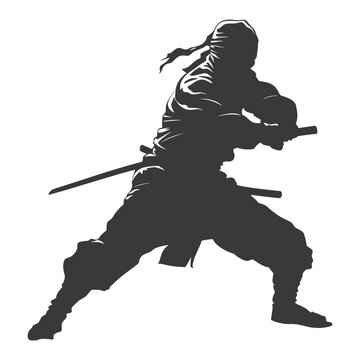 recommend clip art: silhouette ninja black color only full body