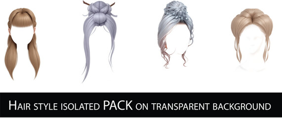 Fashionable women hairstyles , isolated on white, collage. Banner design