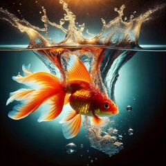 Goldfish in water. Generative Ai.