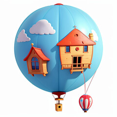 Ultrarealistic cartoon home on a dark blue background, HD-quality image