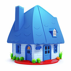 Ultrarealistic cartoon home on a dark blue background, HD-quality image