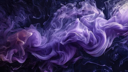 Foto op Plexiglas Ethereal Amethyst Smoke Cascading Against a Midnight Black Alpha Background, Evoking an Atmosphere of Mystery and Sophistication. © pengedarseni