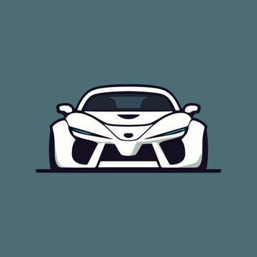 White concept car icon. Front view. Vector illustration