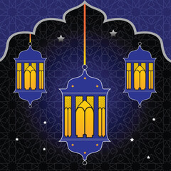 Ramadan Kareem greeting card template in mosque window