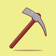 Vector drawing of a Pickaxe isolated on a white background accompanied by an illustration