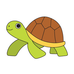 Collection of hand drawn tortoise colored outline. Set of turtle in doodle style. Hand drawn vector art.
