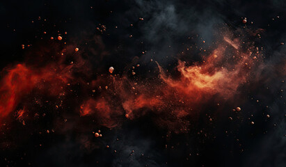 Fototapeta premium Black Background With Red and Orange Smoke