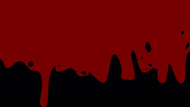 A simple video transition with burgundy blood on a black screen. A scary effect with bloody liquid in 4K with an alpha channel. Clip for changing frames for Halloween.