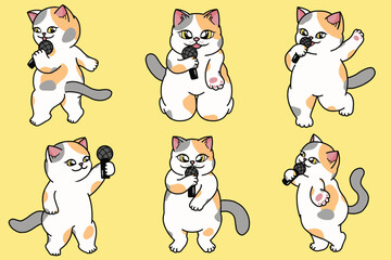 Cartoon cat idol singing character clipart