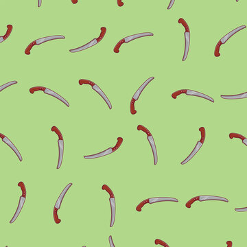 Vector drawing of a Pruning Saw pattern isolated on a white background accompanied by an illustration