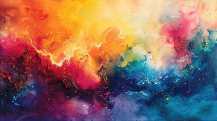 Energetic Watercolor Canvas: Exploring the Dynamic Spectrum of Colors. abstract background.