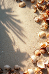 Fototapeta na wymiar background with beach sand scenes and small shells