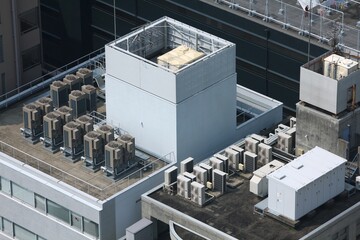 Elevator bulkhead and HVAC roof top in Japan