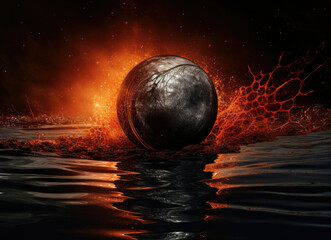 Ball Engulfed in Fire in Water