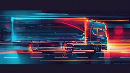 An abstract background featuring trucks and transportation elements, depicting highways and delivery concepts