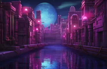 Tuinposter Futuristic Cityscape at Twilight © miriam artgraphy