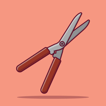 recommend clip art: A cartoon vector icon illustration of Hedge Shears depicting agriculture's tools object icon concept