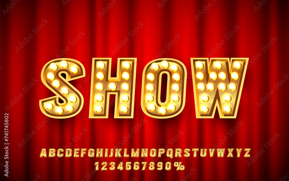 Fototapete show font set collection, letters and numbers symbol. vector