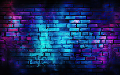 Brick Wall Illuminated by Blue and Purple Lights