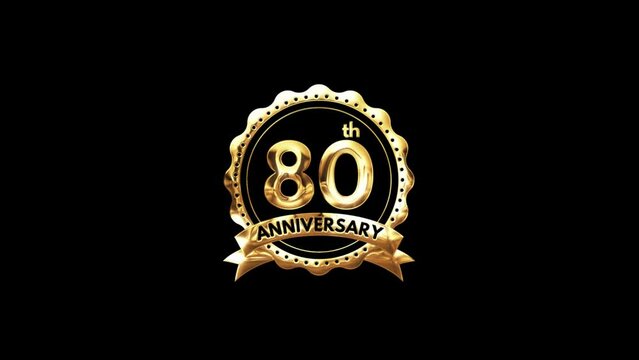80th Anniversary luxury Gold Animation. Greeting for the 80th Anniversary. Luxurious Animation Celebrating 80 Years of Excellence