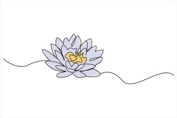 Lotus flower continuous line drawing. One line drawing background. Lotus continuous line.