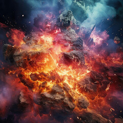 Massive Explosion of Rocks and Lava in Space