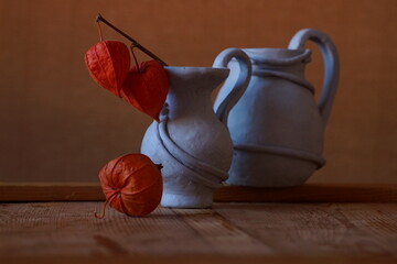 The simple beauty of handmade clay jugs; style life, rustic in a modern world