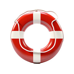 Red and white life preserver isolated on white or transparent background