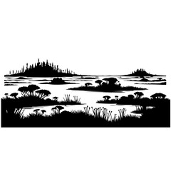 Bog Landscape Vector Logo Art