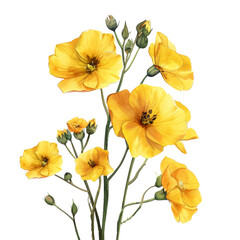 Canola Flower Illustration Isolated On Transparent Background. Png File. Ai Generated
