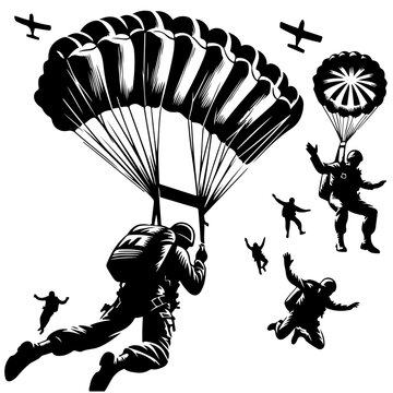 Paratroopers Vector Logo Art