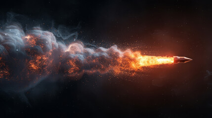 A high-speed bullet mid-flight, leaving a trail of smoke behind,generative ai
