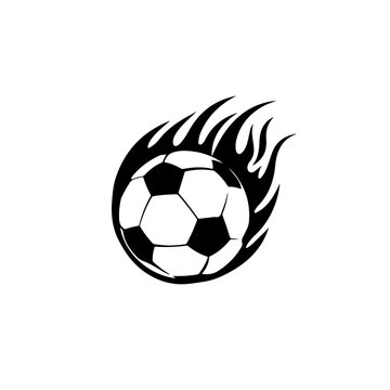 Flaming Football Logo Monochrome Design Style