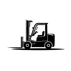 Forklift Truck Logo Monochrome Design Style