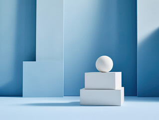 White Ball on Stack of Blocks