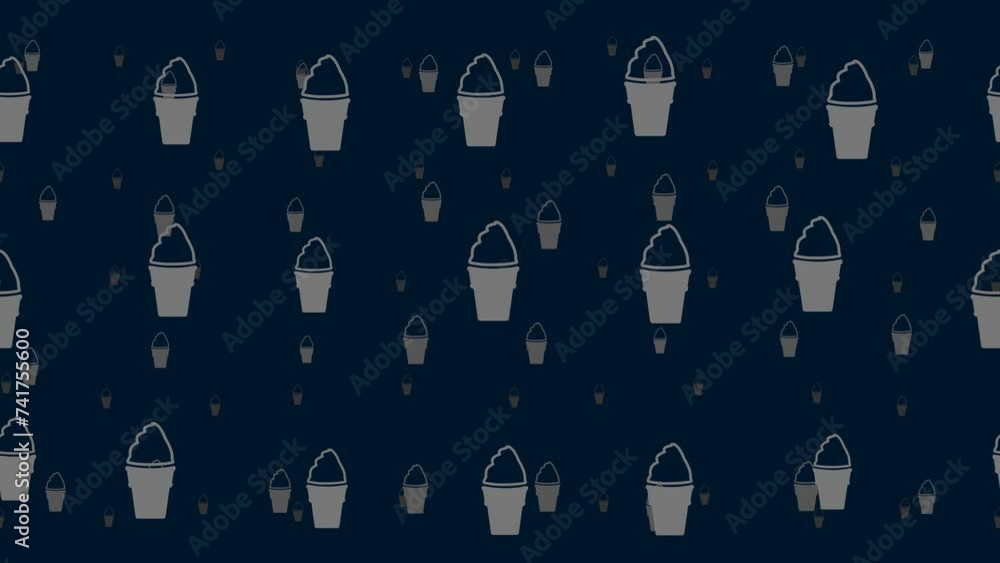 Poster ice cream symbols float horizontally from left to right. parallax fly effect. floating symbols are l