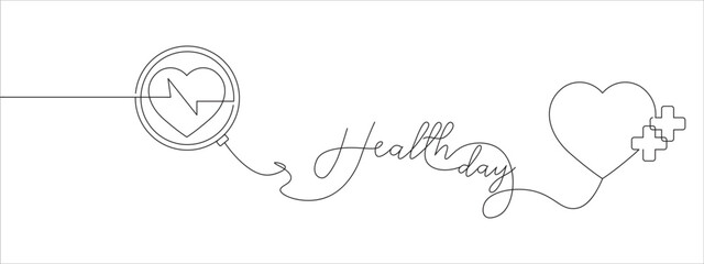 world health day line art style vector with transparent background