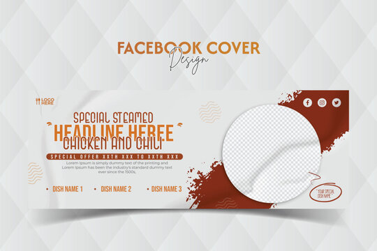 Fast food restaurant business marketing social media web banner template design with brush shape graphic background, logo and icon. Sale promotion flyer for biriyani , indian recipe & healthy food 