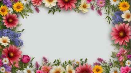 Fototapeta na wymiar Frame in flowers
