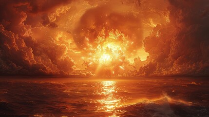 Atomic Fury at Sea: A Distant Glimpse of the Oceanic Blast.