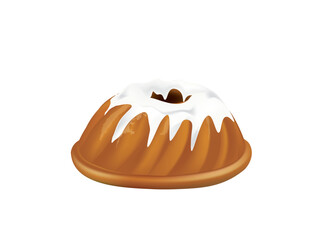 Bundt cake with cream, vector