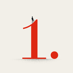 Business or career success vector concept. Symbol of achievement, growth, leadership. Minimal illustration.