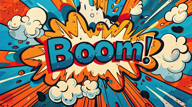 Dynamic Comic Boom! Speech Bubble with Explosive Comic Book Explosion. Playful and Vibrant Cartoon Element for Attention-Grabbing Designs