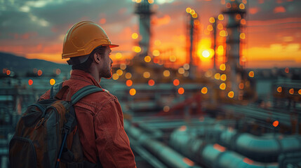Obraz premium Construction supervision engineer working at industrial plant ,generative ai