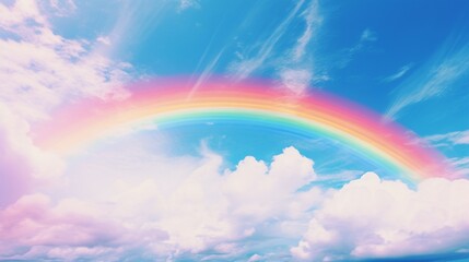 eye catching rainbow in the blue sky generated by ai